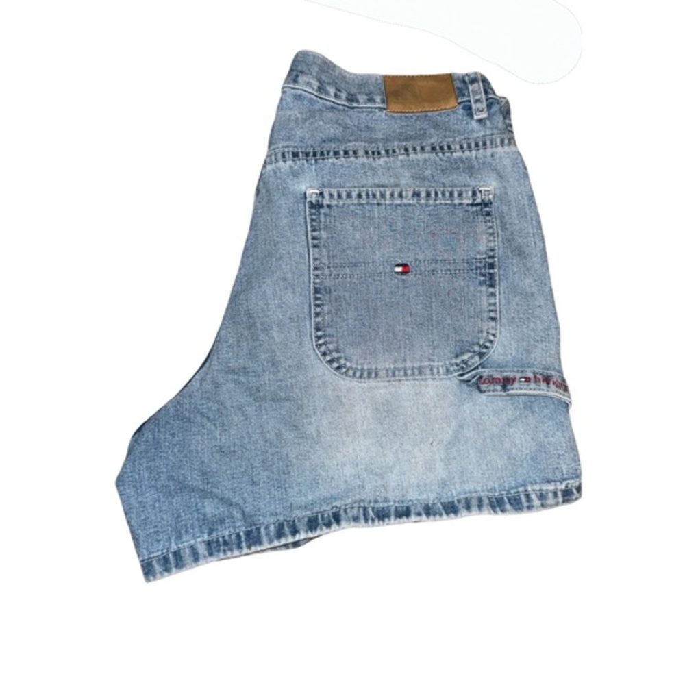 VTG Tommy Hilfiger flag spellout embroidered Carpenter Jean Short Shorts Size 30